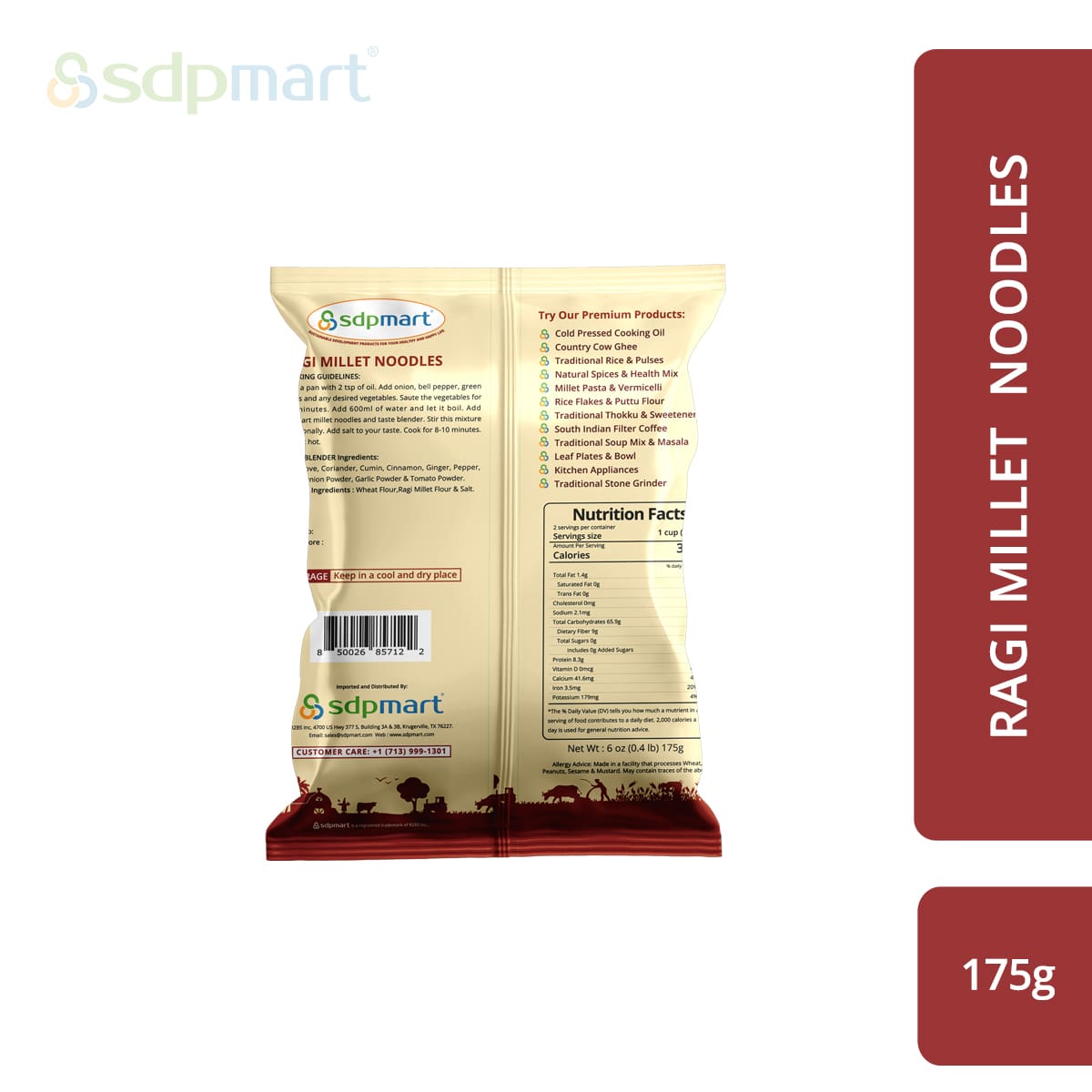 SDPMart Ragi Millet Noodles 175 Gms
