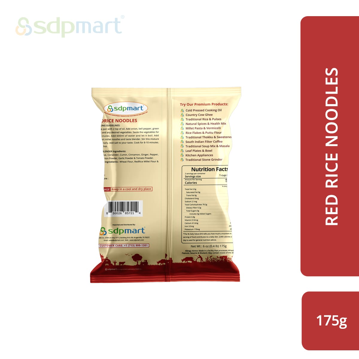 SDPMart Red Rice Millet Noodles 175 Gms