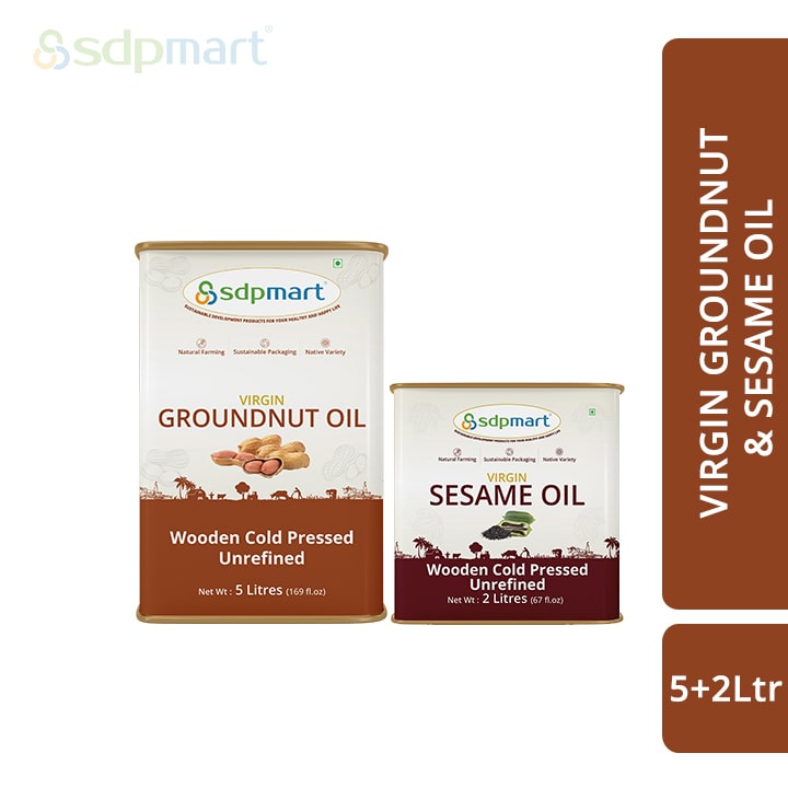 COMBO 02 - SDPMart Premium Virgin Groundnut Oil 5 Liter & Sesame Oil 2 Liter - SDPMart