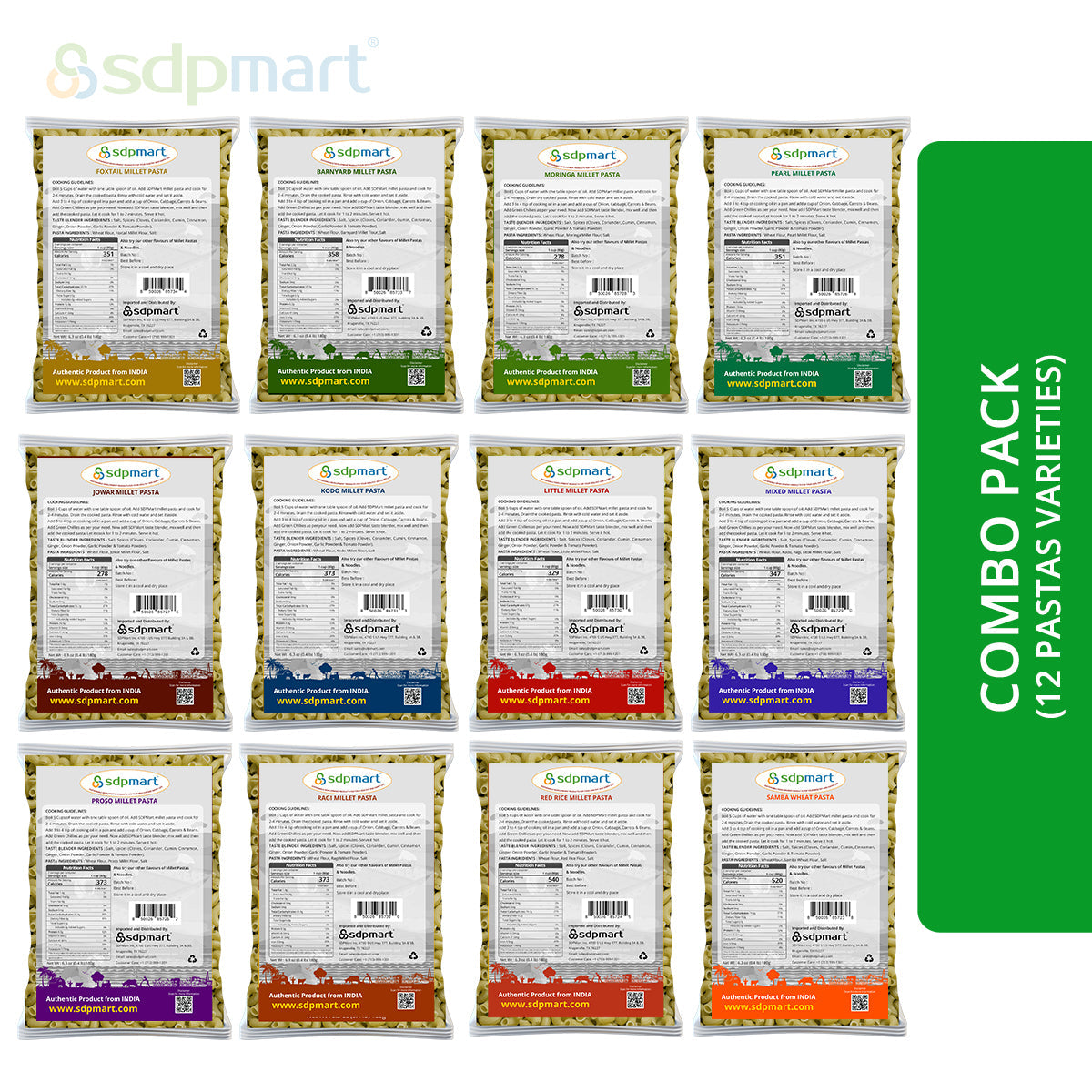 SDPMart Millet pastas 12 Ct COMBO - SDPMart